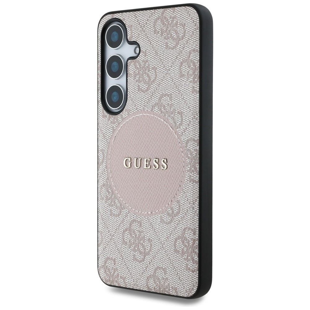 Étui MagSafe pour Samsung Galaxy S25 S931, Guess, 4G Circle Classic Logo, Rose