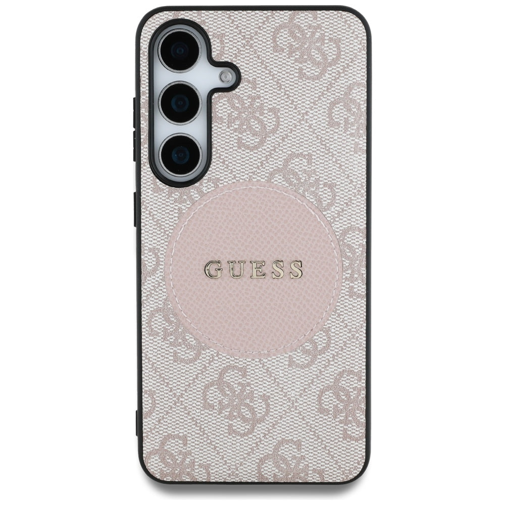 Étui MagSafe pour Samsung Galaxy S25 S931, Guess, 4G Circle Classic Logo, Rose