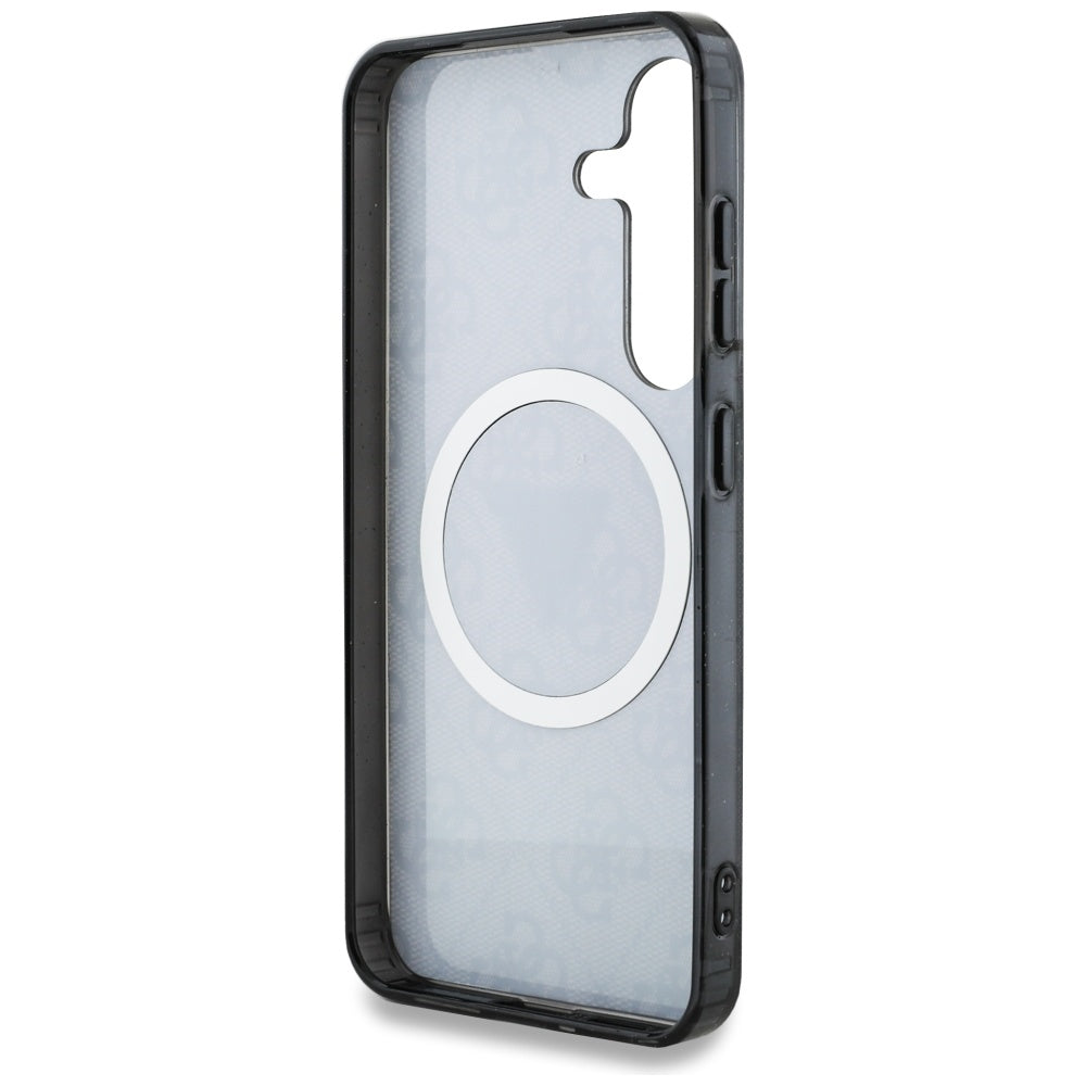 MagSafe Case for Samsung Galaxy S25 S931, Guess, IML Glitter 4G Circle Triangle, Black