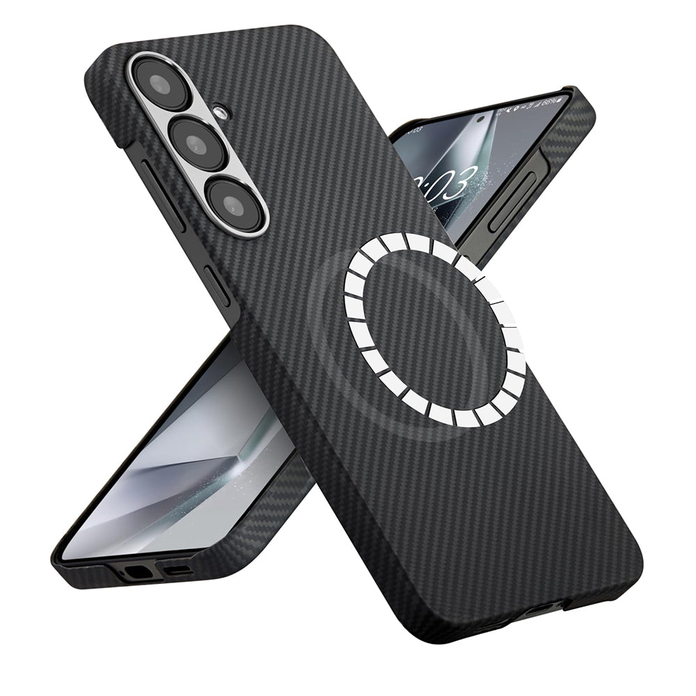 Coque MagSafe pour Samsung Galaxy S25 S931, Techsuit, Fibre d'aramide, Noire