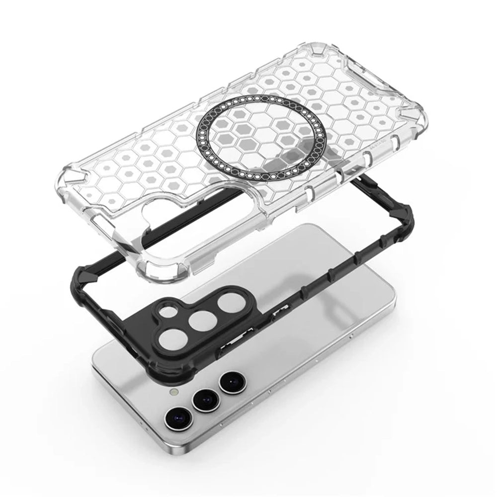 Coque MagSafe pour Samsung Galaxy S25 S931, Techsuit, HoneyComb Shield, Noire