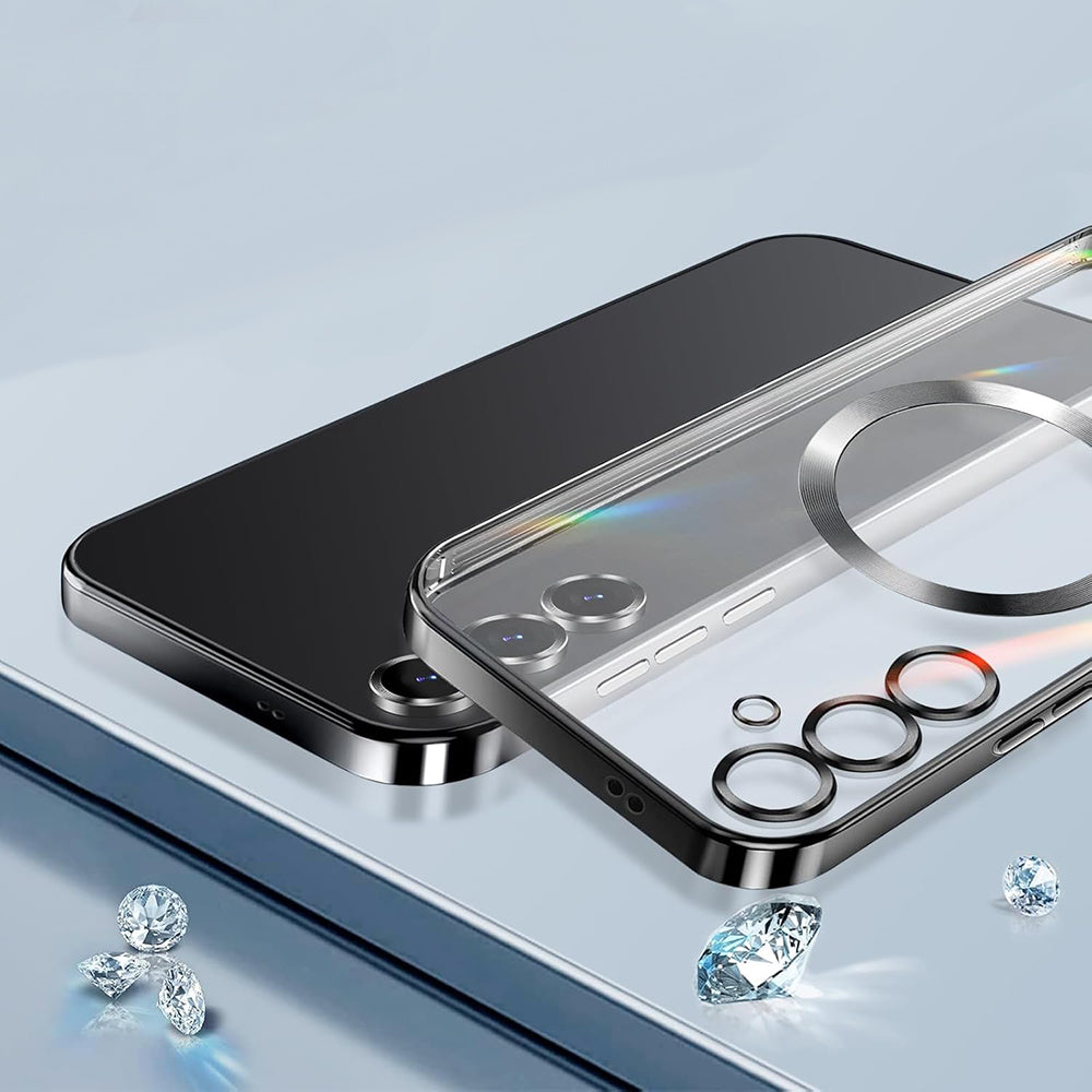 Coque MagSafe pour Samsung Galaxy S25 S931, Techsuit, Luxury Crystal, Bleu Foncé
