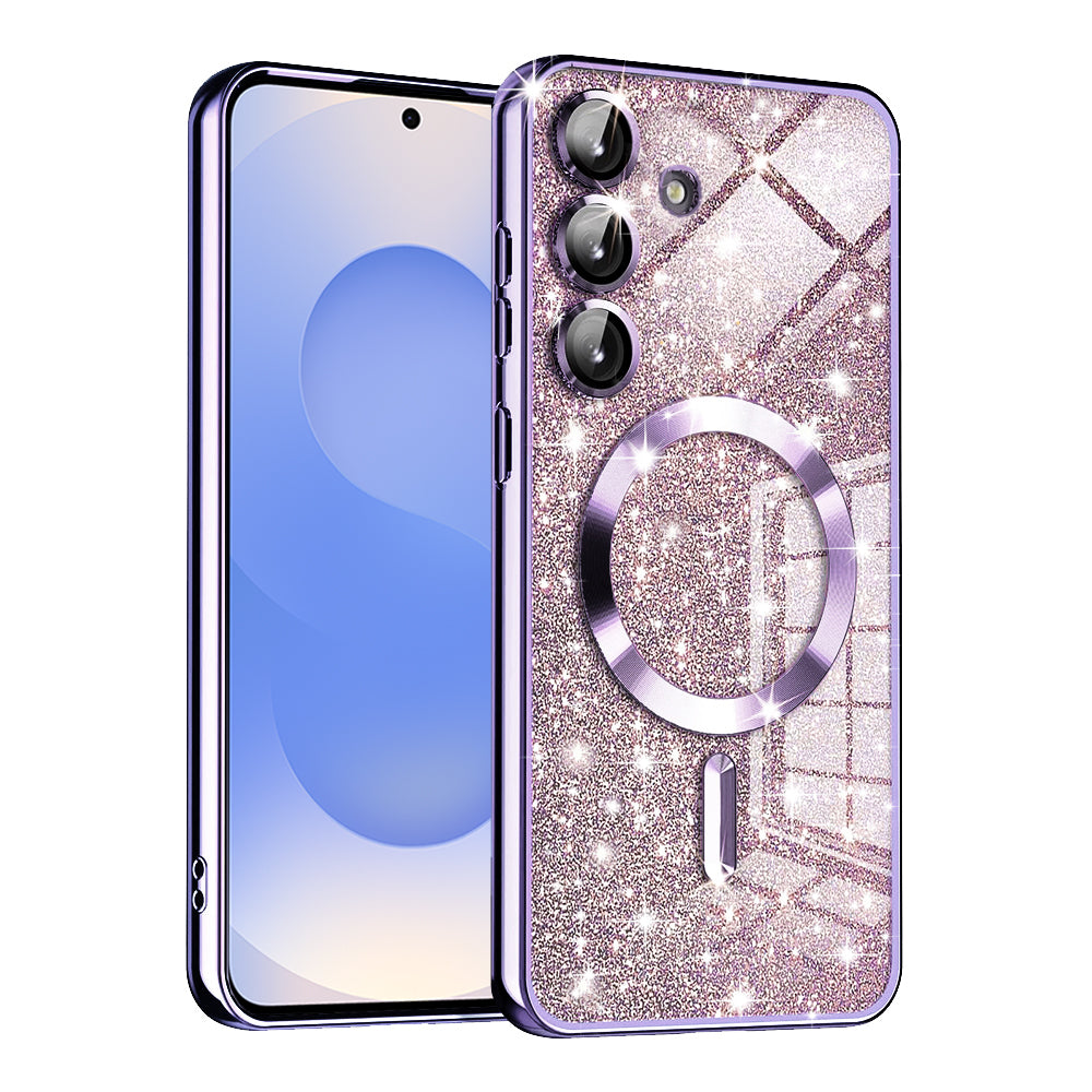 Coque MagSafe pour Samsung Galaxy S25 S931, Techsuit, Luxury Glitter, Violet Clair