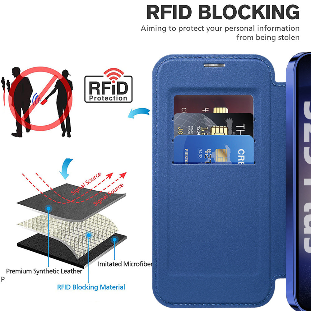 Coque MagSafe pour Samsung Galaxy S25 S931, Techsuit, SmartMag Book, Bleue