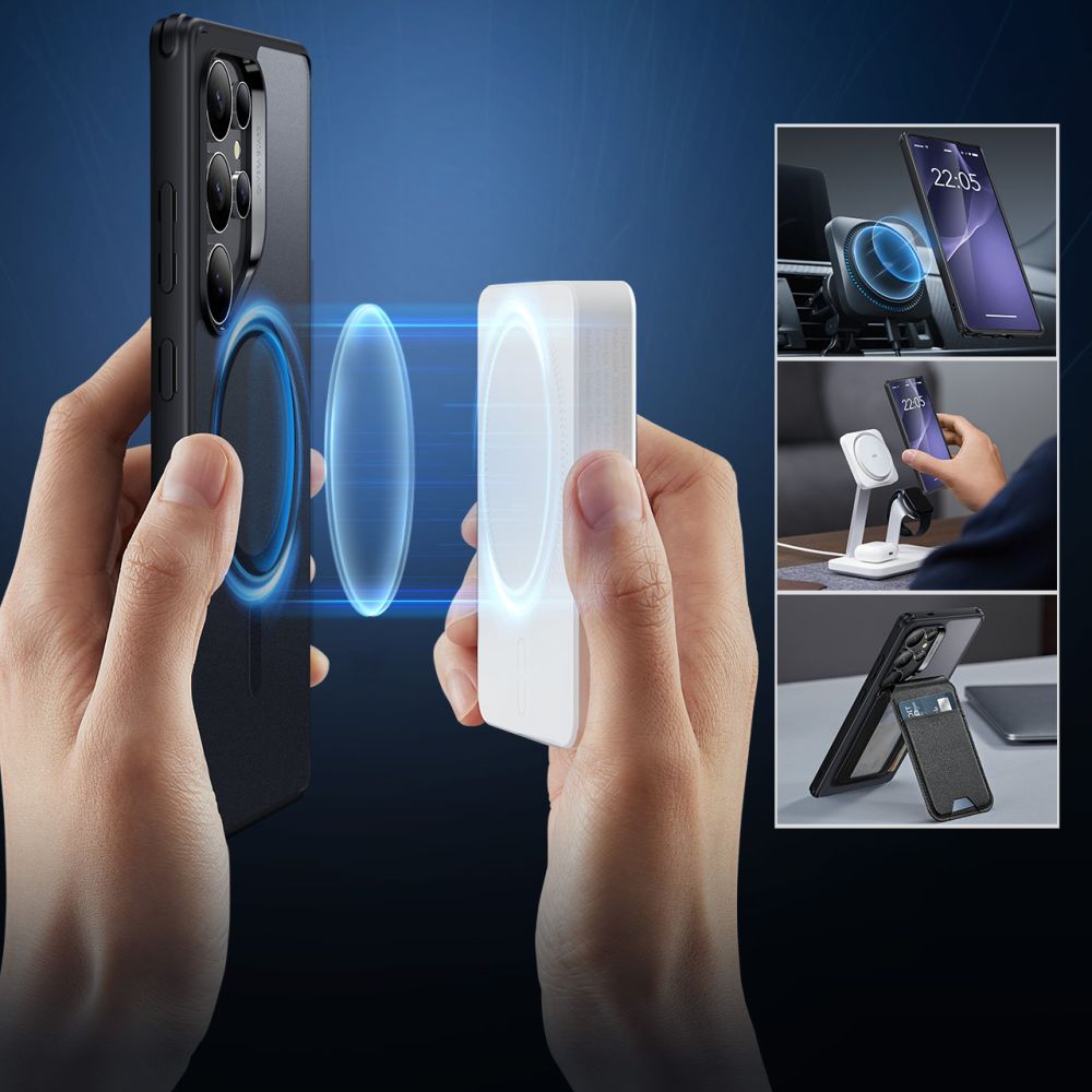 Coque MagSafe pour Samsung Galaxy S25 Ultra S938, ESR, Classic Hybrid, Noire Satinée