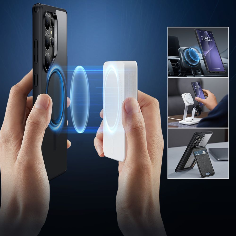 Housse MagSafe pour Samsung Galaxy S25 Ultra S938, ESR, Classic Hybrid, Noire Transparente