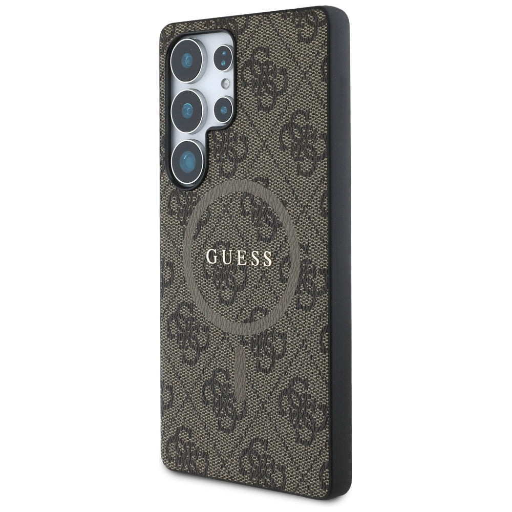 Étui MagSafe pour Samsung Galaxy S25 Ultra S938, Guess, 4G Ring Classic Logo, Marron