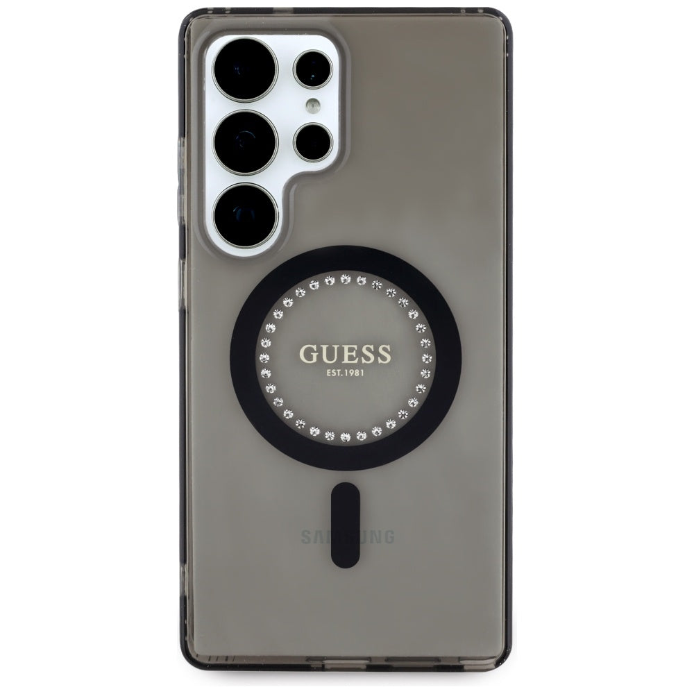 Étui MagSafe pour Samsung Galaxy S25 Ultra S938, Guess, IML Rhinestone, Noir