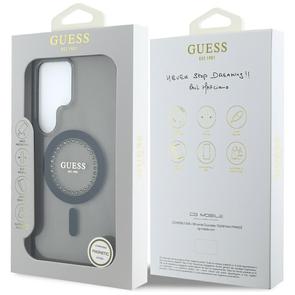 Étui MagSafe pour Samsung Galaxy S25 Ultra S938, Guess, IML Rhinestone, Noir
