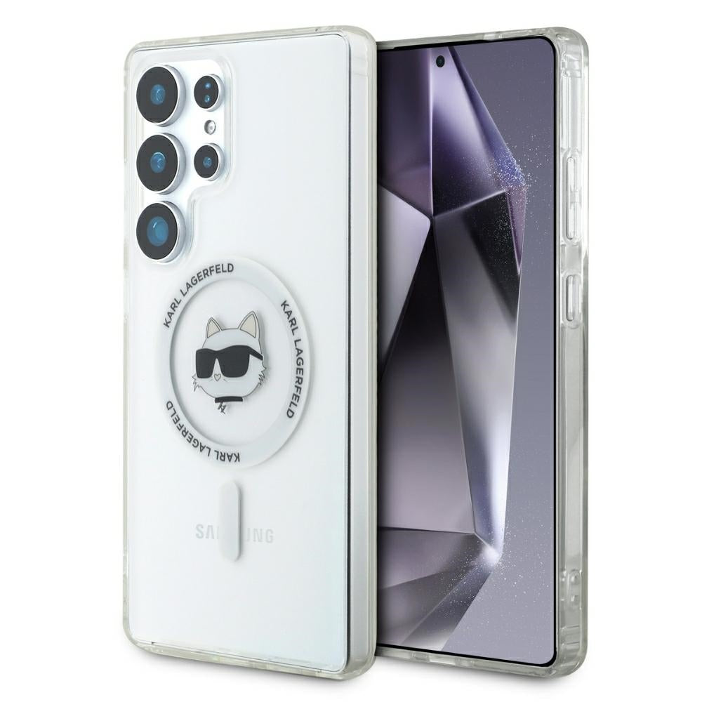 Coque MagSafe pour Samsung Galaxy S25 Ultra S938, Karl Lagerfeld, IML Choupette's Head, Blanche