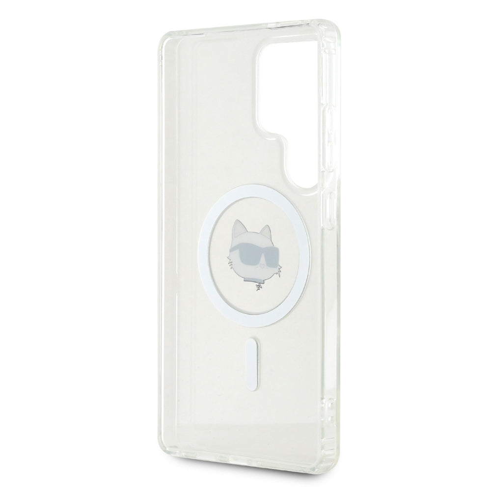 Coque MagSafe pour Samsung Galaxy S25 Ultra S938, Karl Lagerfeld, IML Choupette's Head, Blanche