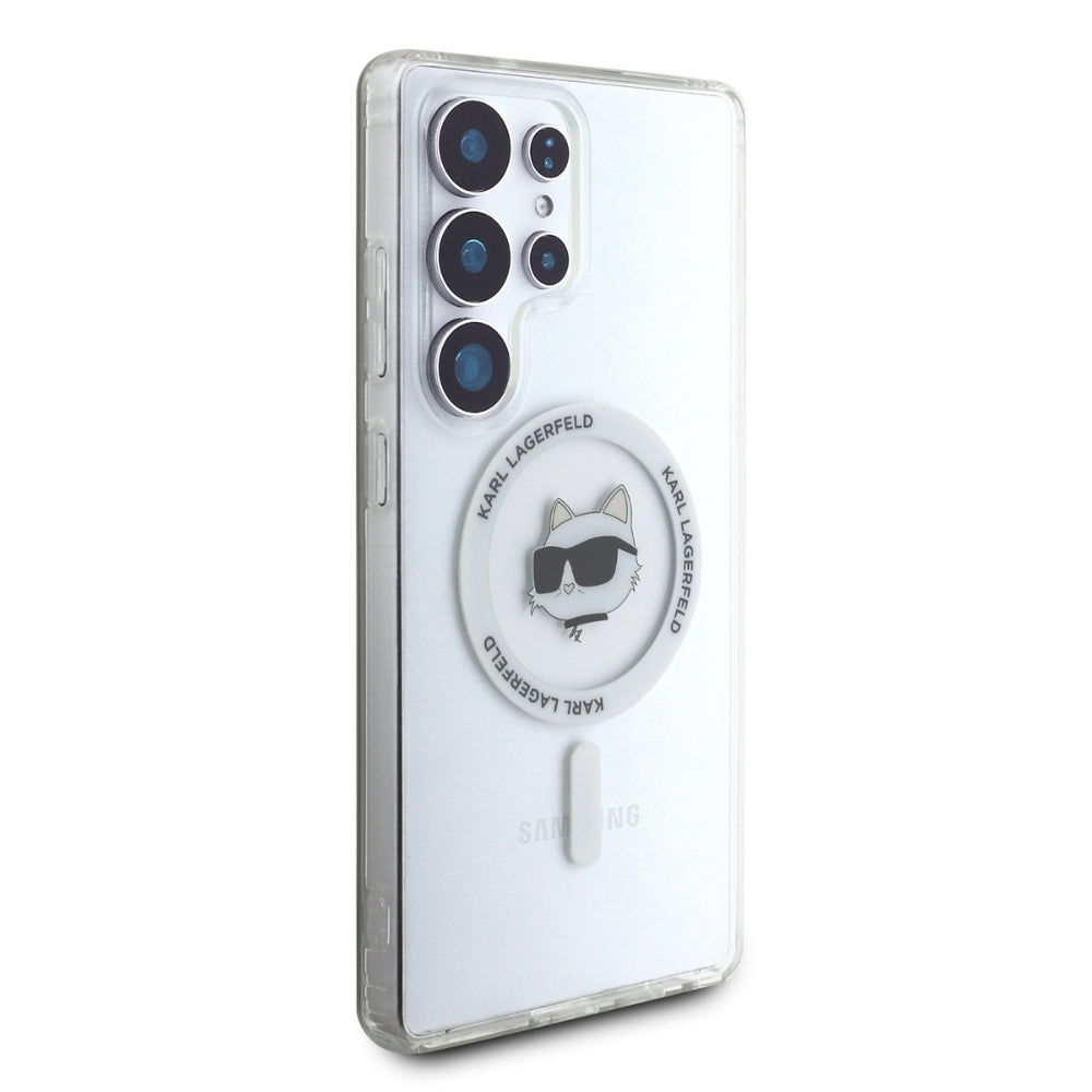 Coque MagSafe pour Samsung Galaxy S25 Ultra S938, Karl Lagerfeld, IML Choupette's Head, Blanche