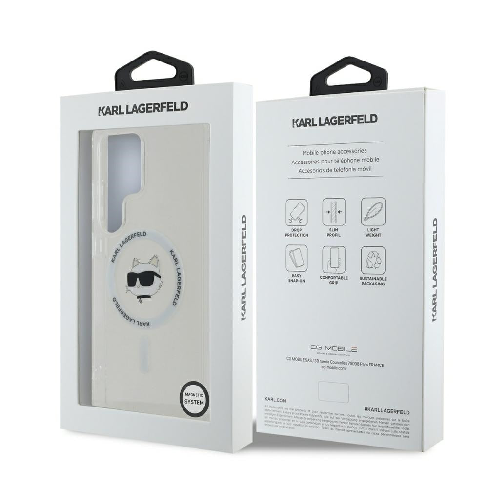 Coque MagSafe pour Samsung Galaxy S25 Ultra S938, Karl Lagerfeld, IML Choupette's Head, Blanche