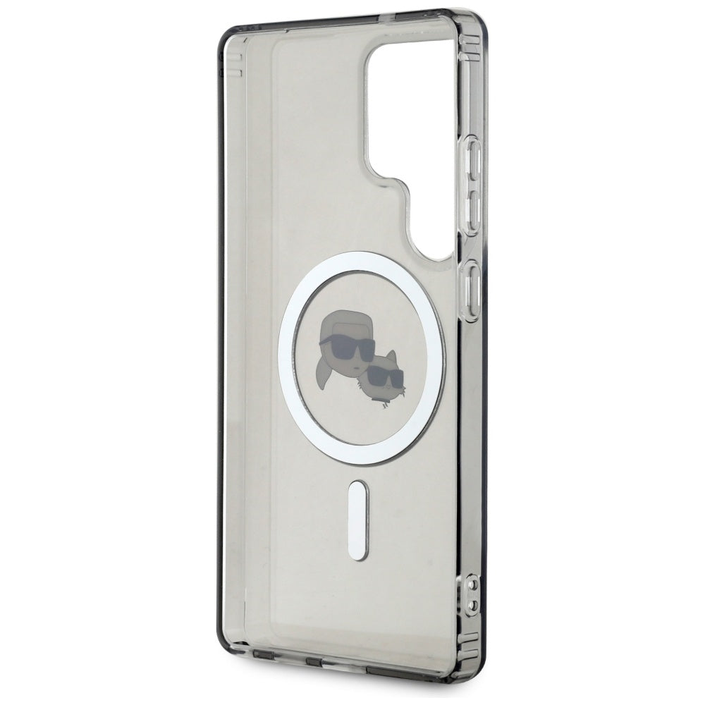 MagSafe Case for Samsung Galaxy S25 Ultra S938, Karl Lagerfeld, IML Metal Karl & Choupette's Heads, Black