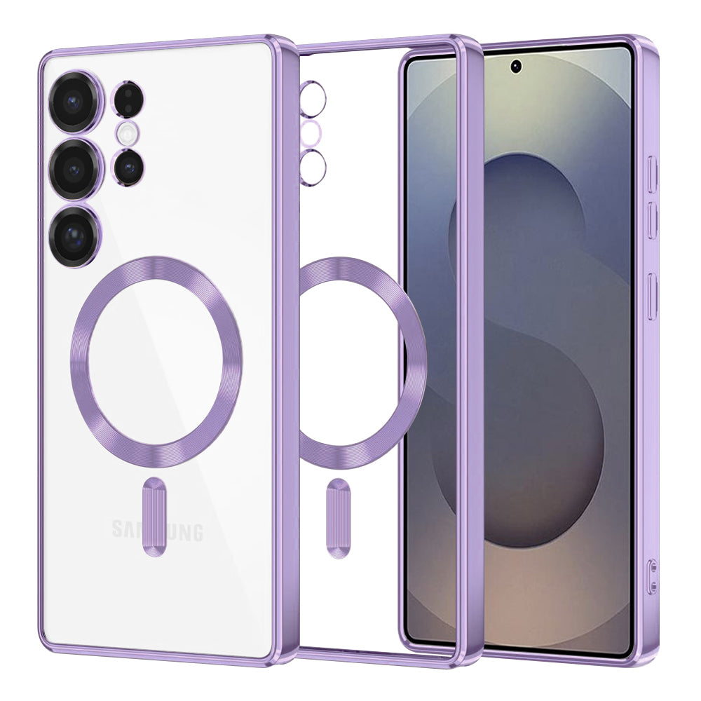 Coque MagSafe pour Samsung Galaxy S25 Ultra S938, Techsuit, Luxury Crystal, Violet Clair