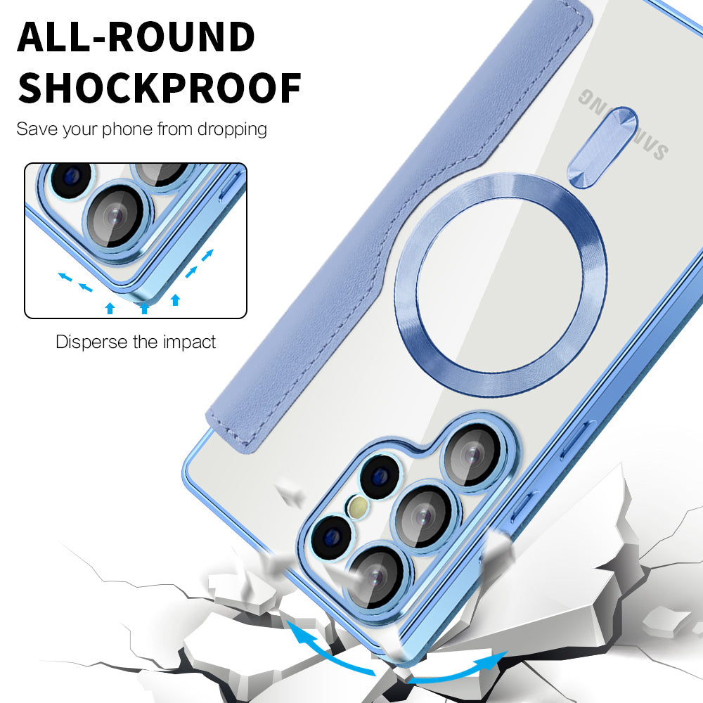 Coque MagSafe pour Samsung Galaxy S25 Ultra S938, Techsuit, SmartMag Book, Bleu
