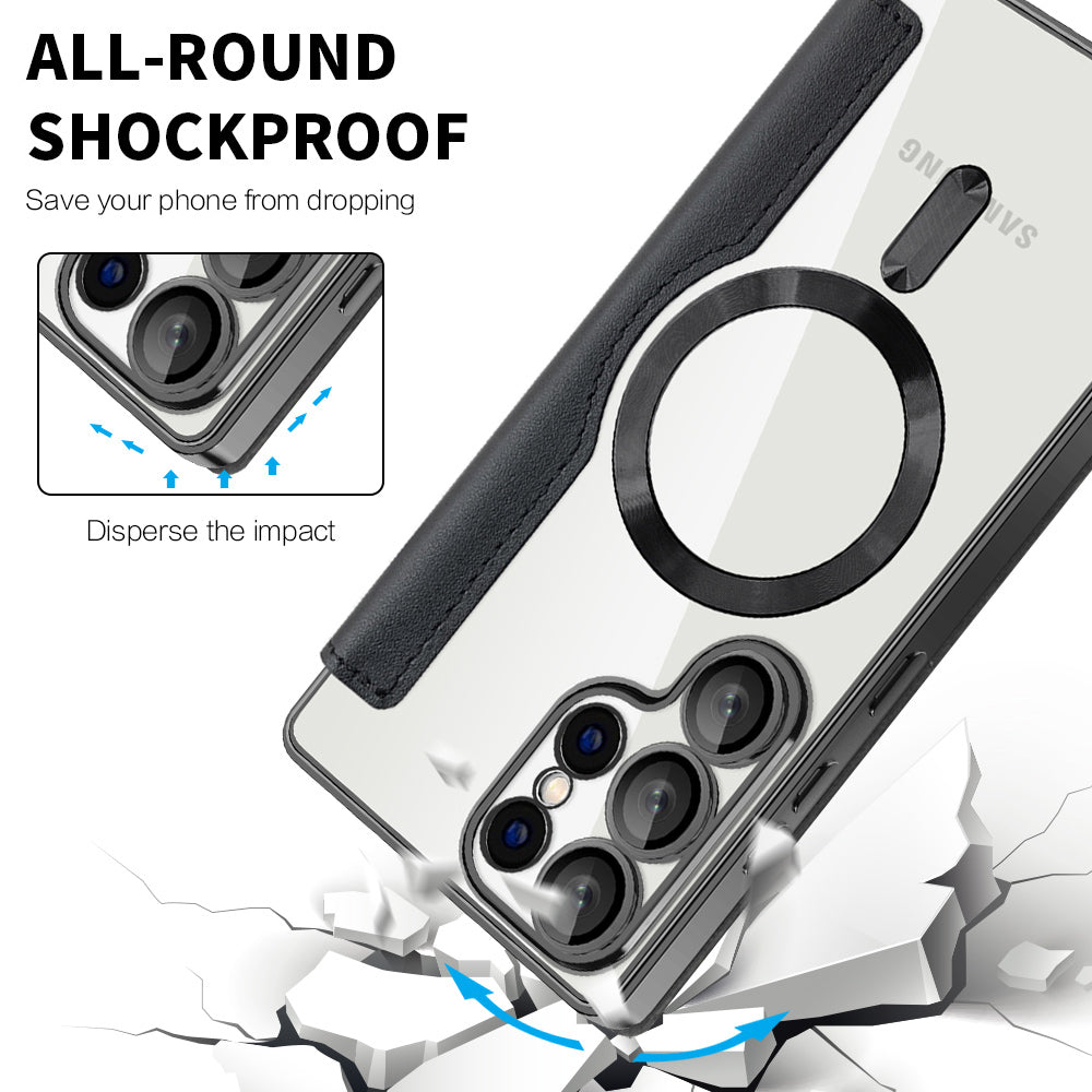 Coque MagSafe pour Samsung Galaxy S25 Ultra S938, Techsuit, SmartMag Book, Noire