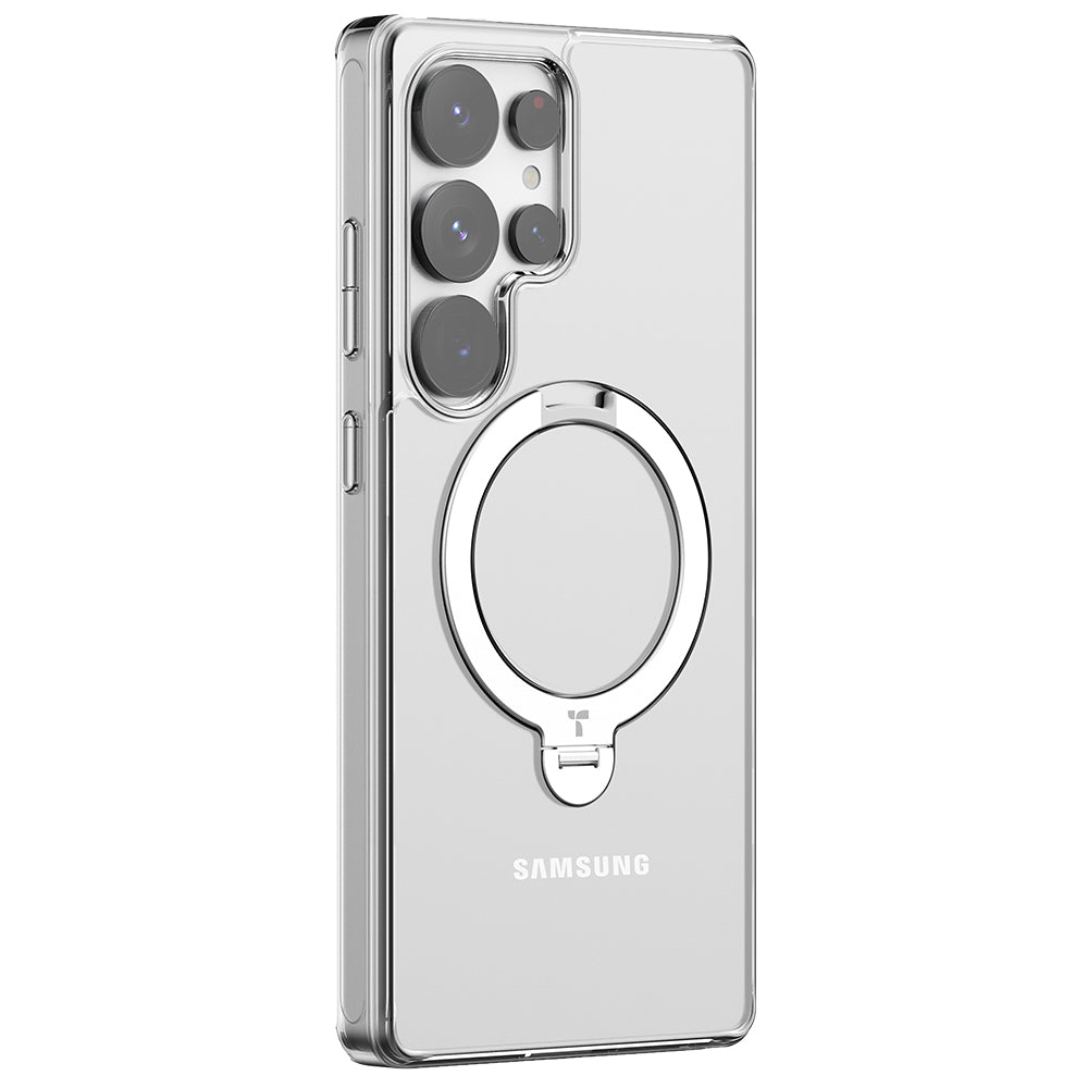 Coque MagSafe pour Samsung Galaxy S25 Ultra S938, Torras, Ostand Spin, Transparente