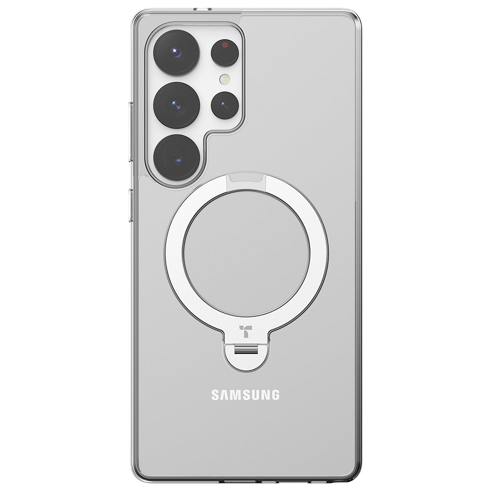 Coque MagSafe pour Samsung Galaxy S25 Ultra S938, Torras, Ostand Spin, Transparente