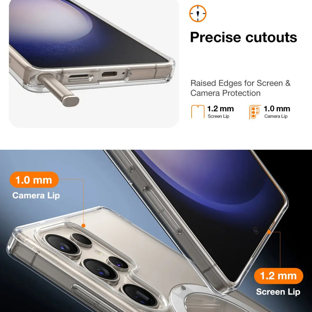 Coque MagSafe pour Samsung Galaxy S25 Ultra S938, Torras, Ostand Spin, Transparente