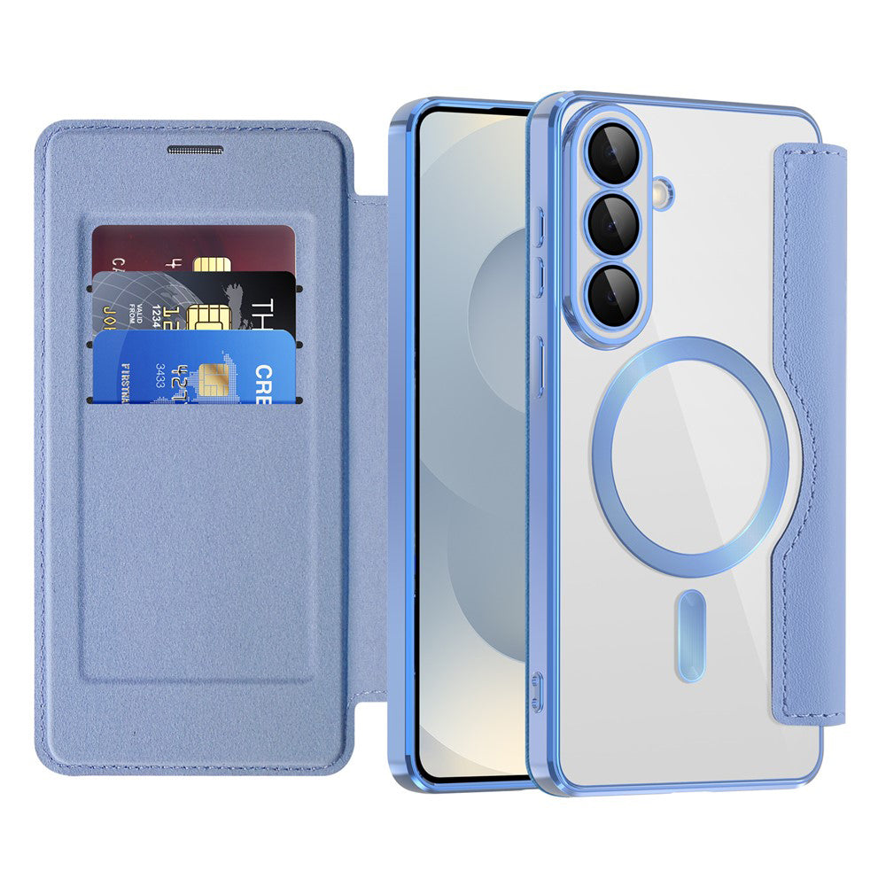 MagSafe Case for Samsung Galaxy S26 Plus, Techsuit, SmartMag Book, Blue