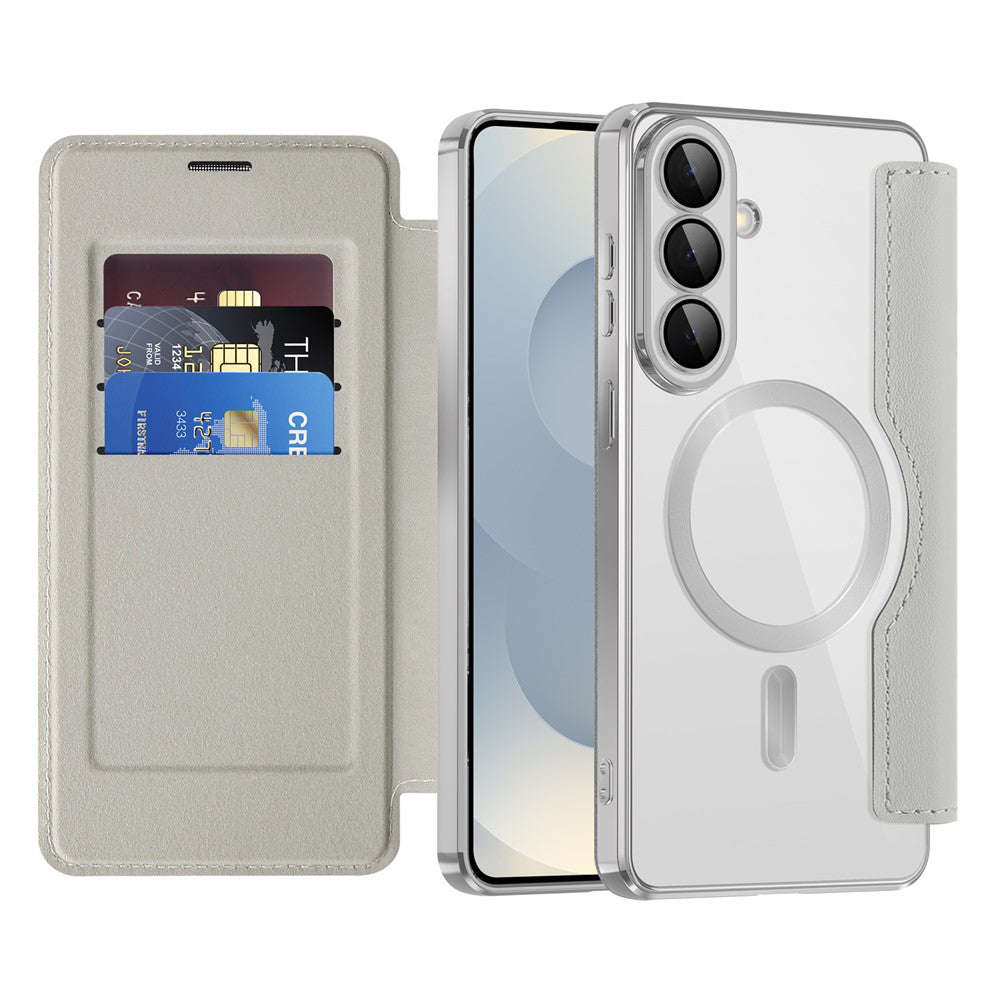 Housse MagSafe pour Samsung Galaxy S26 Plus, Techsuit, SmartMag Book, Gris