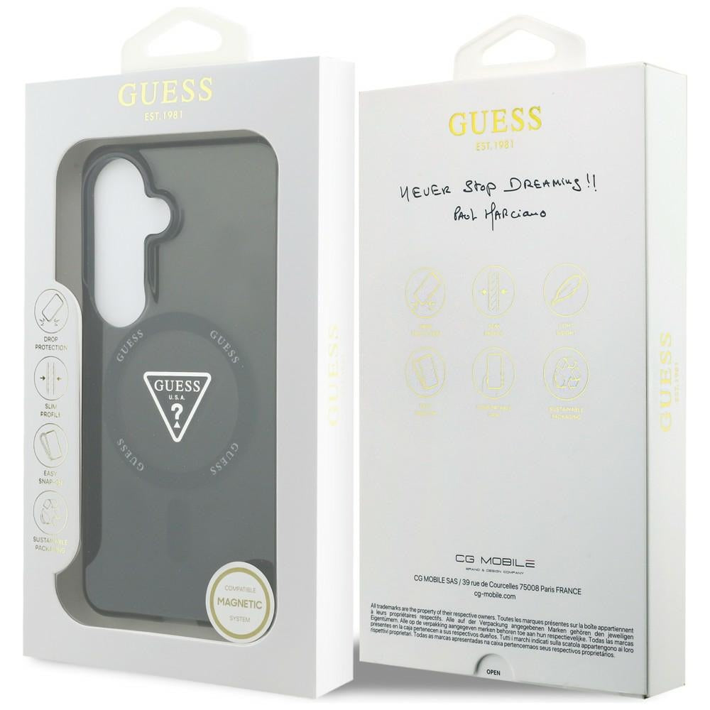 MagSafe Case for Samsung Galaxy S26 S942, Guess, IML Gradient Triangle Logo, Black