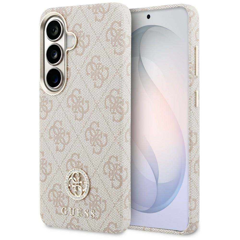 Coque MagSafe pour Samsung Galaxy S26 S942, Guess, Rhinestone Round Logo, Rose