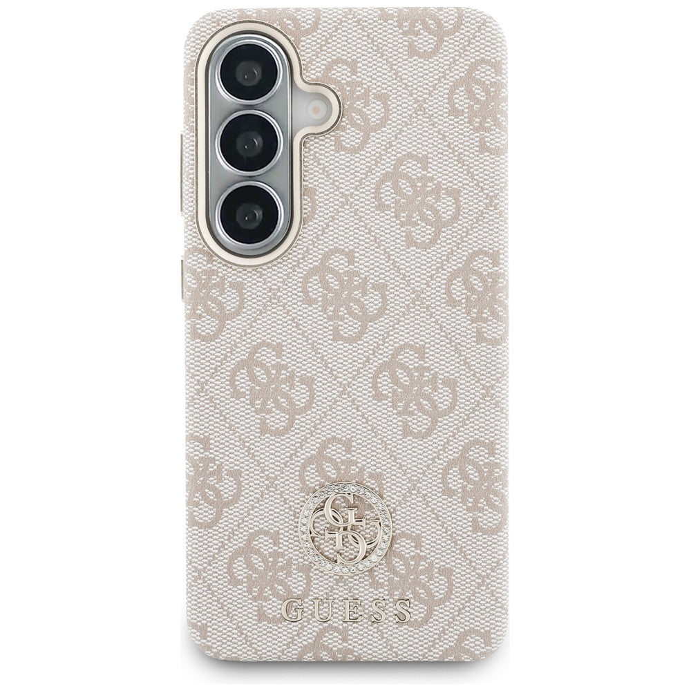Coque MagSafe pour Samsung Galaxy S26 S942, Guess, Rhinestone Round Logo, Rose