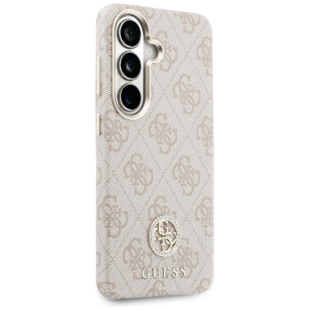 Coque MagSafe pour Samsung Galaxy S26 S942, Guess, Rhinestone Round Logo, Rose