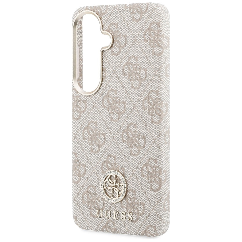 Coque MagSafe pour Samsung Galaxy S26 S942, Guess, Rhinestone Round Logo, Rose