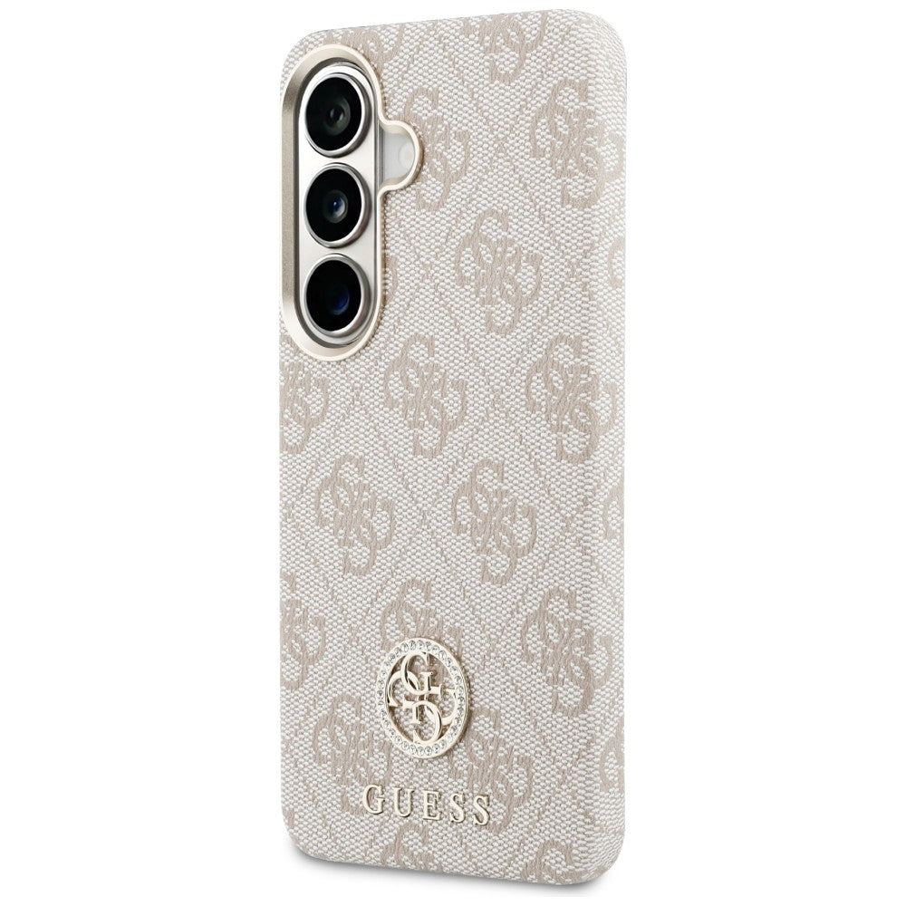 Coque MagSafe pour Samsung Galaxy S26 S942, Guess, Rhinestone Round Logo, Rose