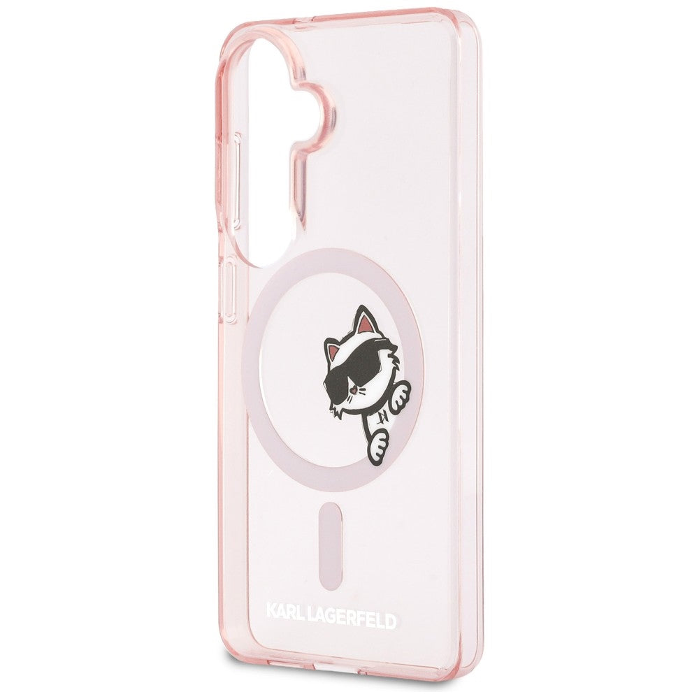 Étui MagSafe pour Samsung Galaxy S26 S942, Karl Lagerfeld, IML Choupette Peekaboo Logo, Rose