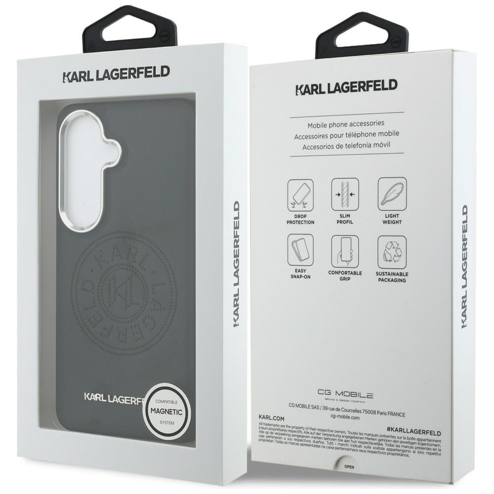 Coque MagSafe pour Samsung Galaxy S26 S942, Karl Lagerfeld, Karl Round Point Logo, Noire