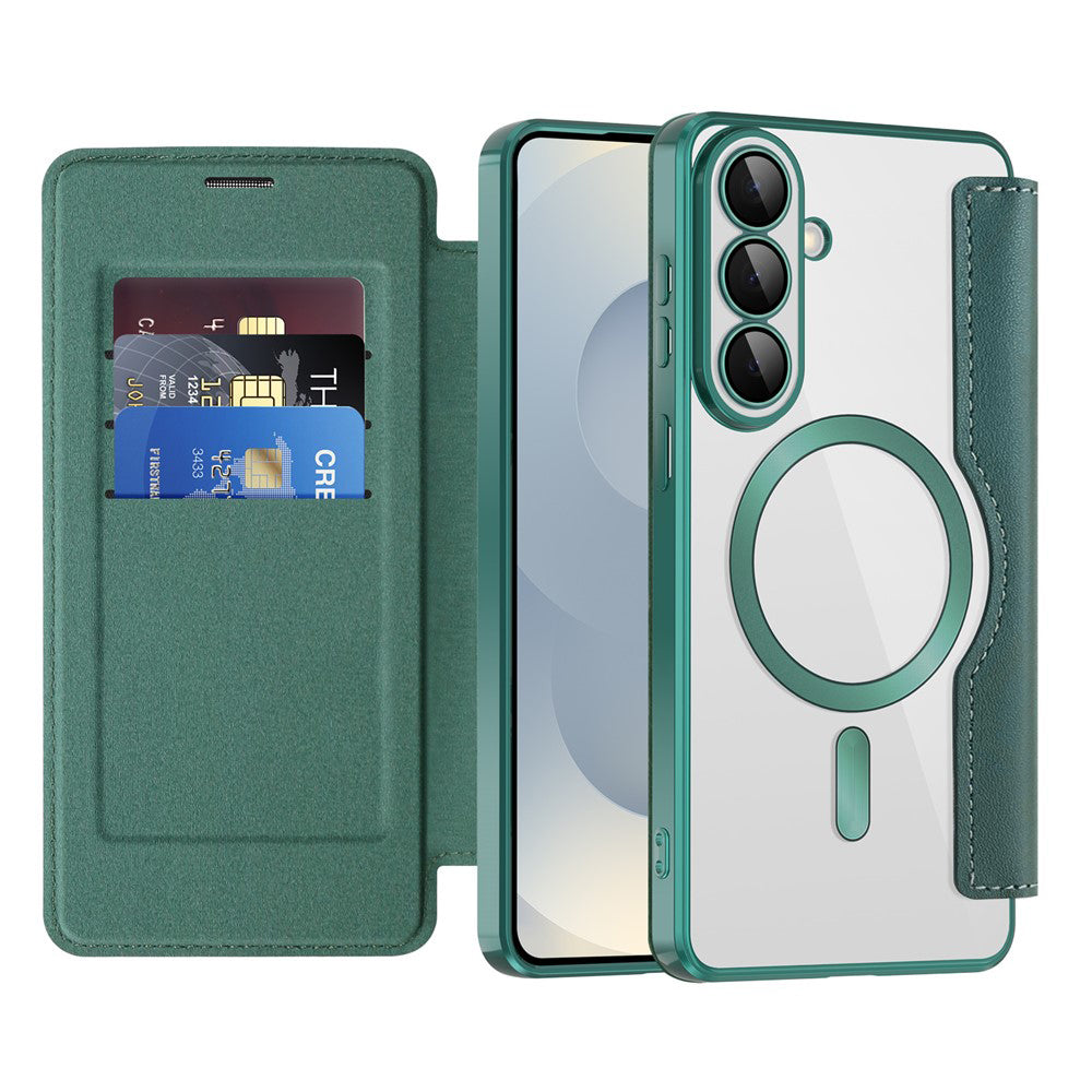 Coque MagSafe pour Samsung Galaxy S26 S942, Techsuit, SmartMag Book, Vert