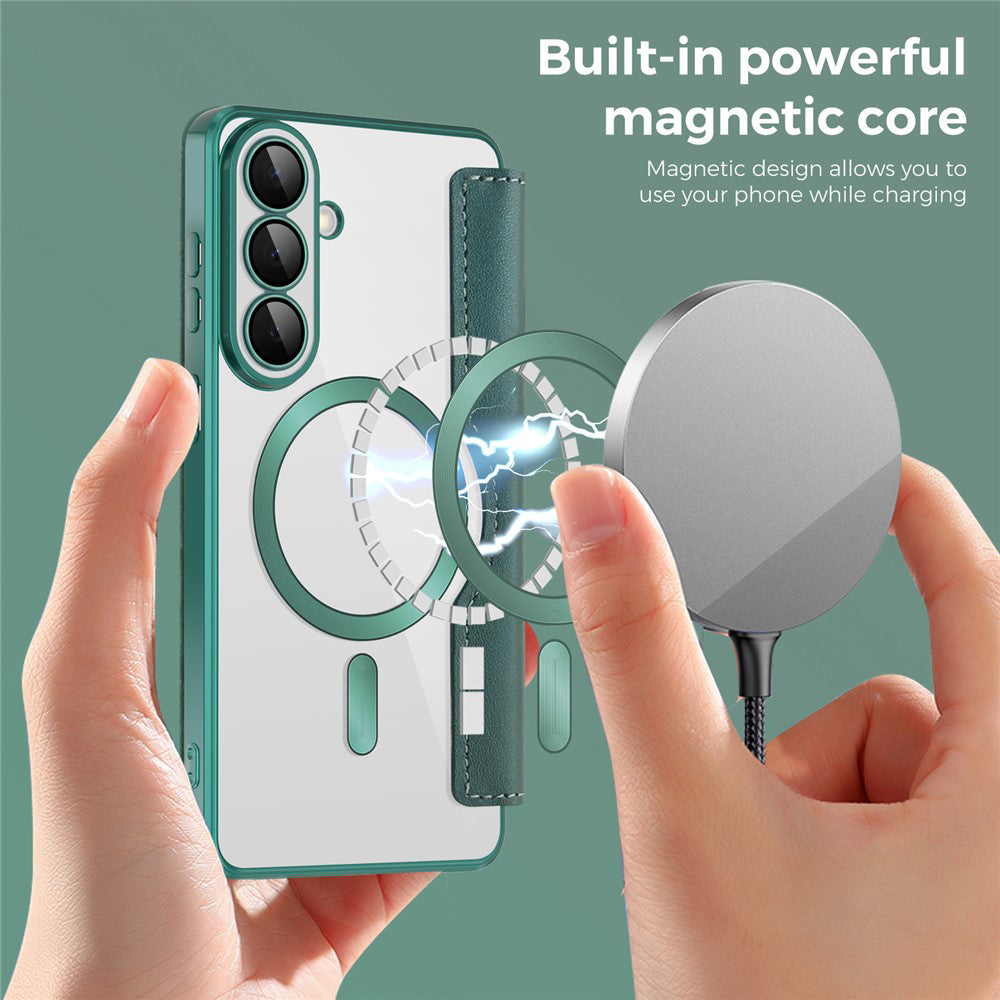 Coque MagSafe pour Samsung Galaxy S26 S942, Techsuit, SmartMag Book, Vert