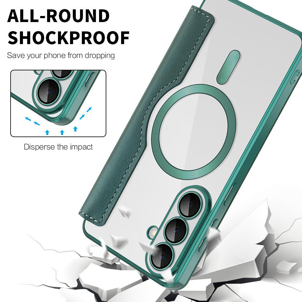 Coque MagSafe pour Samsung Galaxy S26 S942, Techsuit, SmartMag Book, Vert