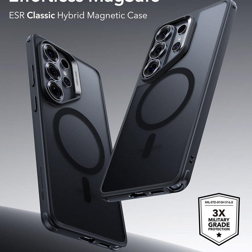 Coque MagSafe pour Samsung Galaxy S26 Ultra S948, ESR, Classic Hybrid, Noire Satinée