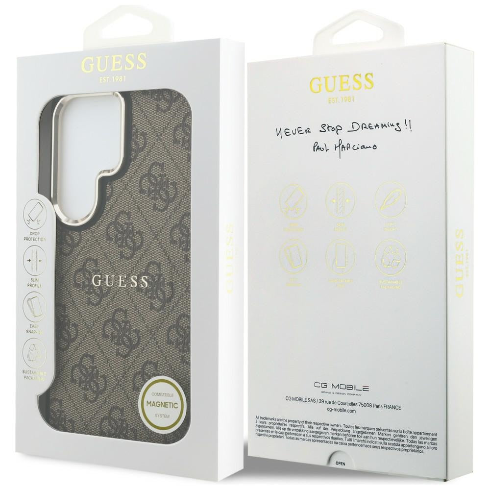 Étui MagSafe pour Samsung Galaxy S26 Ultra S948, Guess, 4G Embossed Ring, Marron