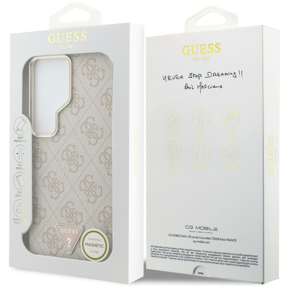 Étui MagSafe pour Samsung Galaxy S26 Ultra S948, Guess, logo Triangle 4G, Rose