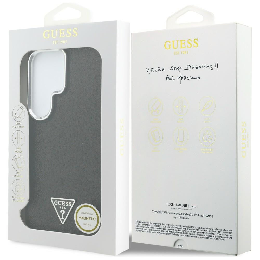 Étui MagSafe pour Samsung Galaxy S26 Ultra S948, Guess, logo triangle pailleté fixe, noir