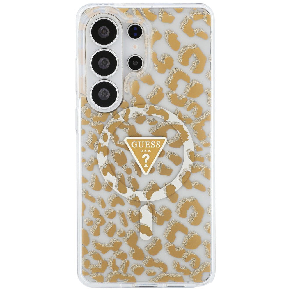 Housse MagSafe pour Samsung Galaxy S26 Ultra S948, Guess, Motif Léopard IML, Marron