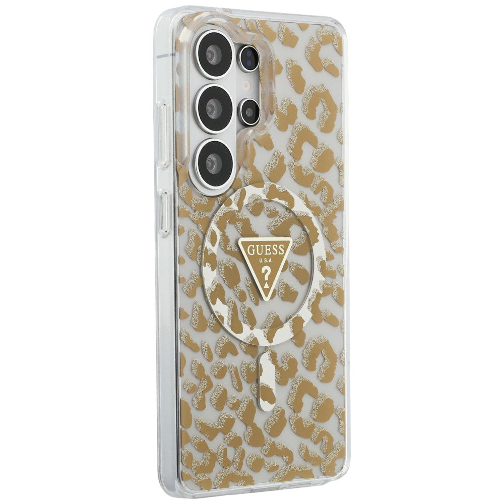 Housse MagSafe pour Samsung Galaxy S26 Ultra S948, Guess, Motif Léopard IML, Marron
