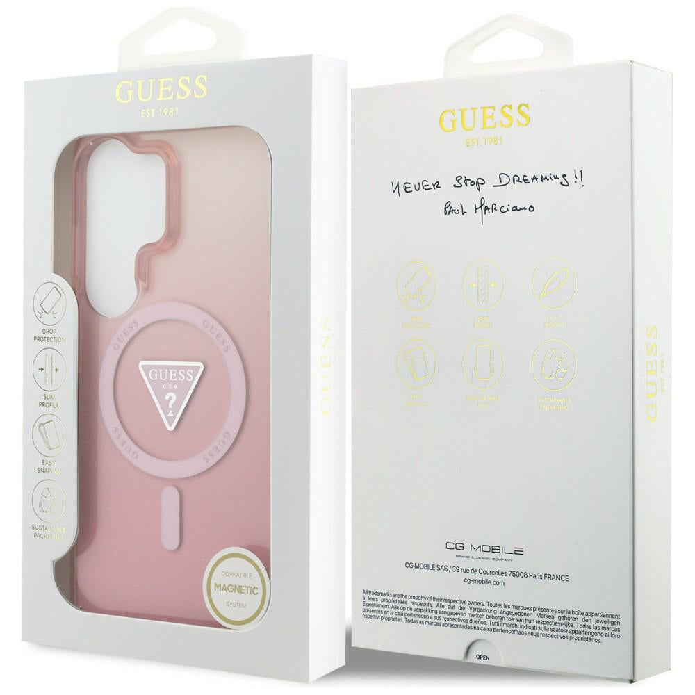 MagSafe Case for Samsung Galaxy S26 Ultra S948, Guess, IML Gradient Triangle Logo, Pink