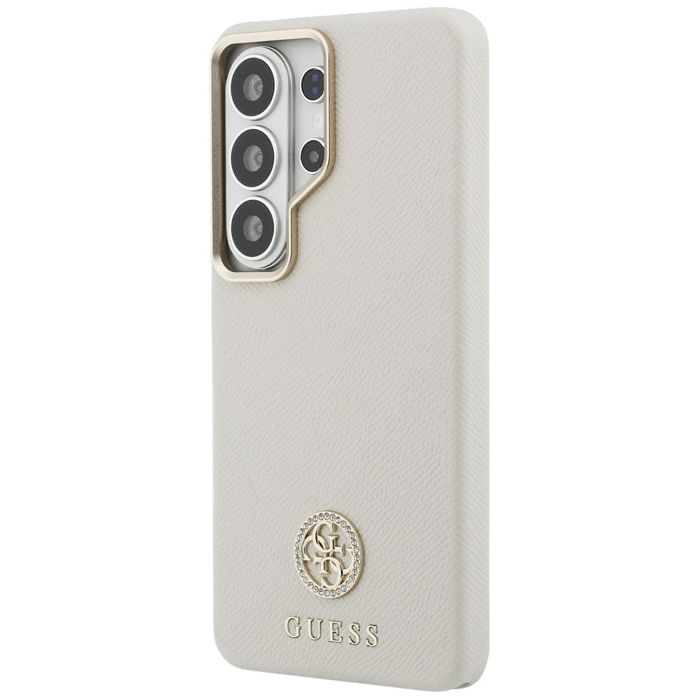 Étui MagSafe pour Samsung Galaxy S26 Ultra S948, Guess, logo rond en strass, beige