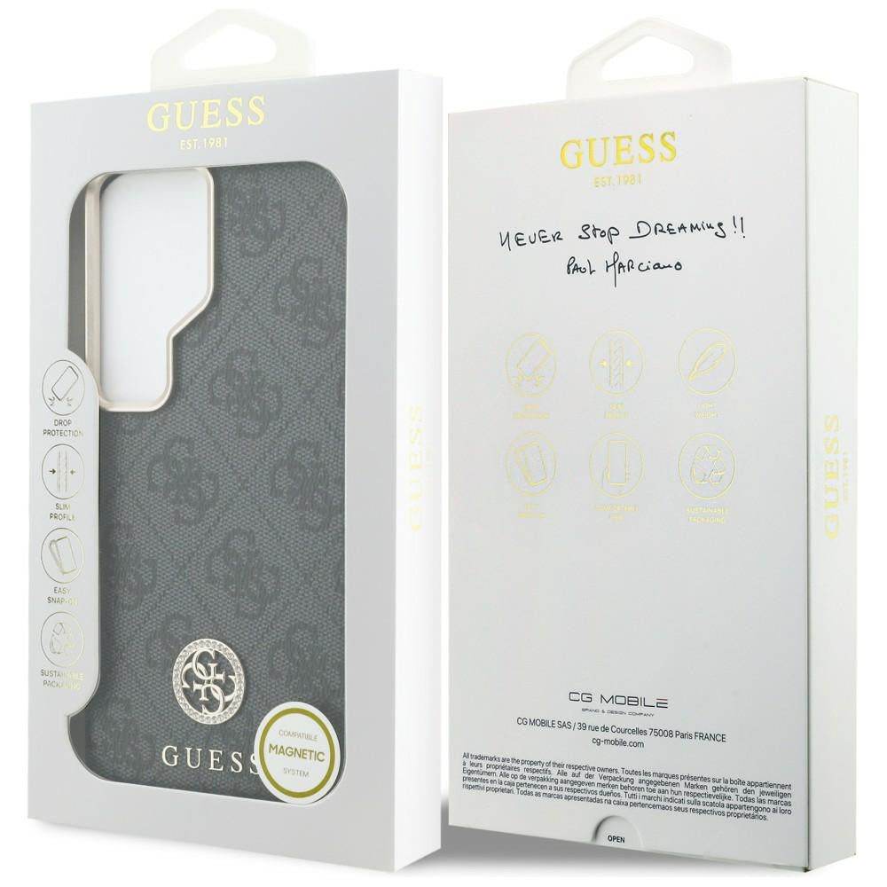 Coque MagSafe pour Samsung Galaxy S26 Ultra S948, Guess, Strass Round Logo, Noire