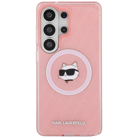 MagSafe Case for Samsung Galaxy S26 Ultra S948, Karl Lagerfeld, IML Choupette Head on KL Repeated Logo, Pink