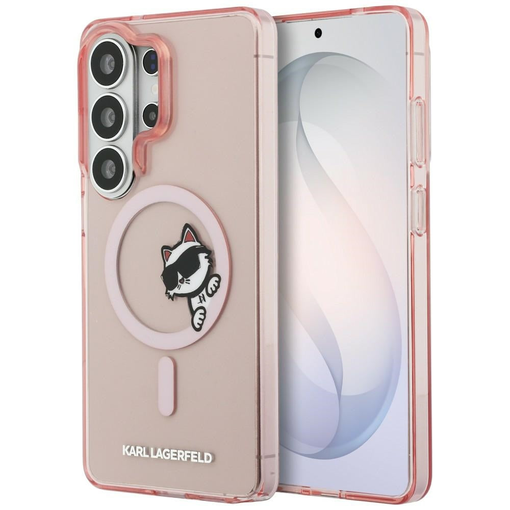 Étui MagSafe pour Samsung Galaxy S26 Ultra S948, Karl Lagerfeld, IML Choupette Peekaboo Logo, Rose