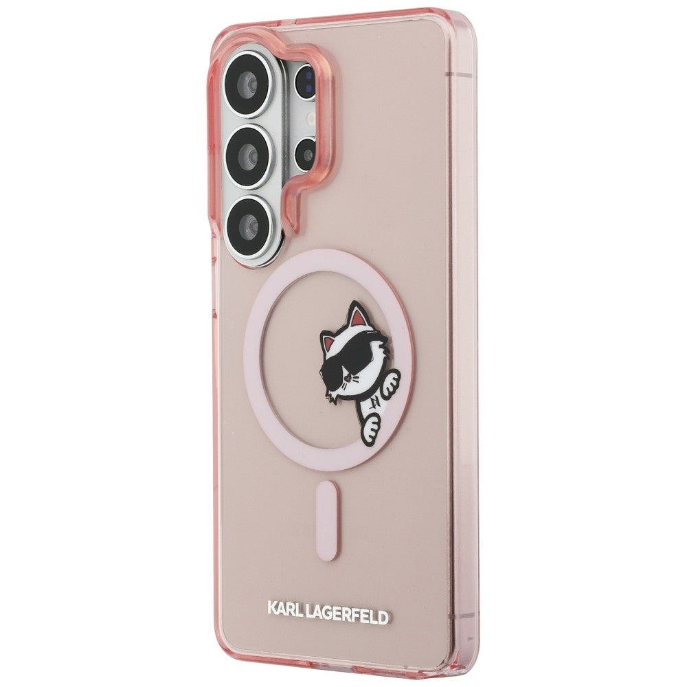 Étui MagSafe pour Samsung Galaxy S26 Ultra S948, Karl Lagerfeld, IML Choupette Peekaboo Logo, Rose