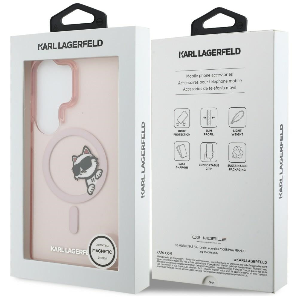 Étui MagSafe pour Samsung Galaxy S26 Ultra S948, Karl Lagerfeld, IML Choupette Peekaboo Logo, Rose